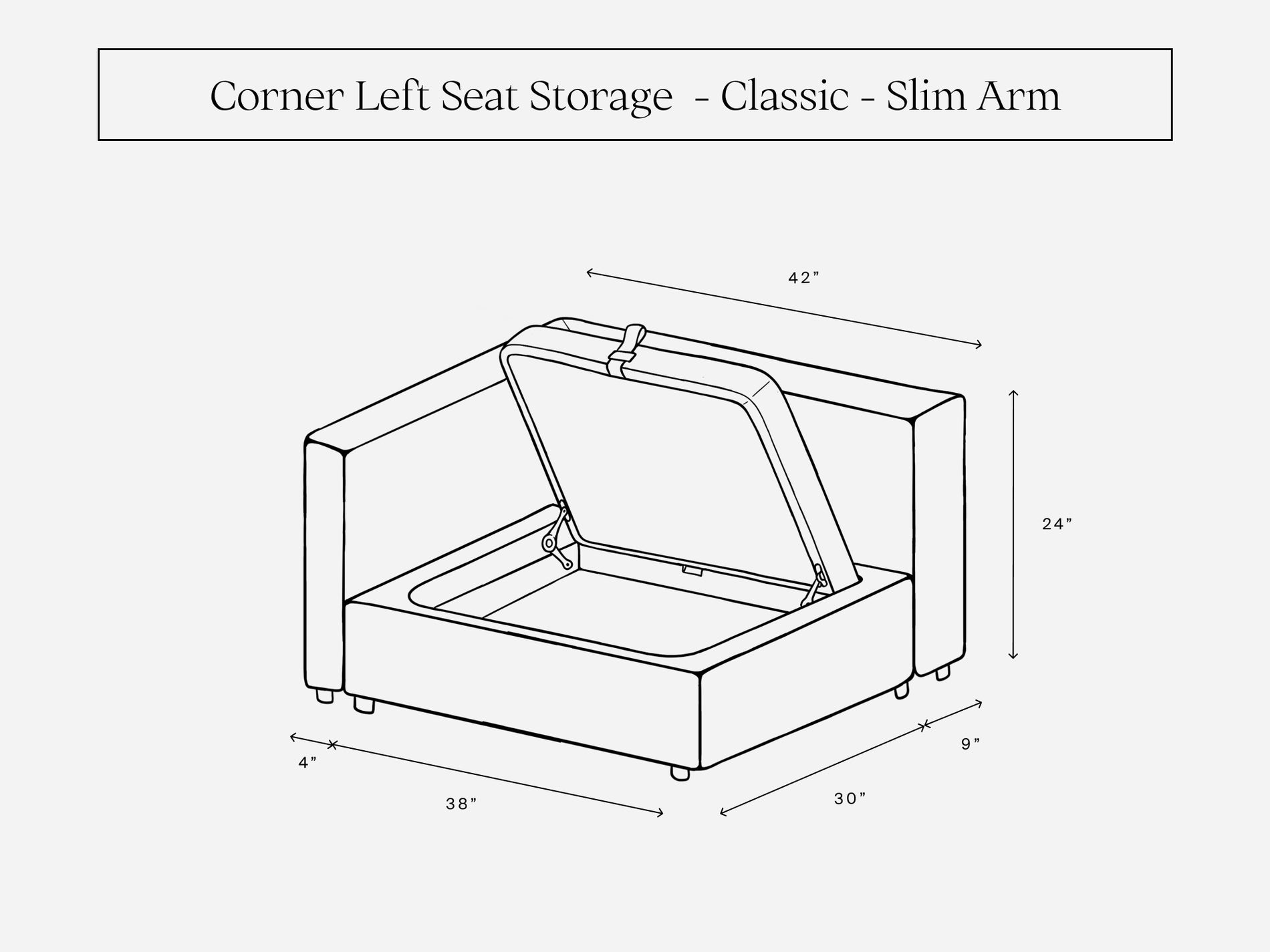 Corner Left Seat (Storage & Thin Arm)