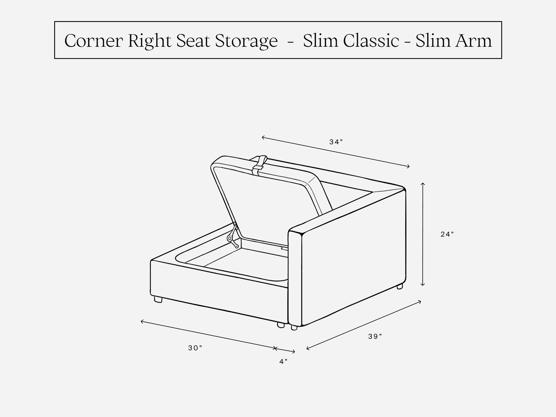 Corner Right Seat (Storage & Thin Arm)