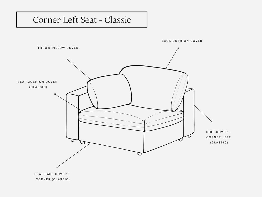 Cover Set - Corner Left Seat (Extra Deep in Natural White)