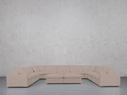9-Seat Modular U-Sectional with Double Ottoman (Thin Arms)