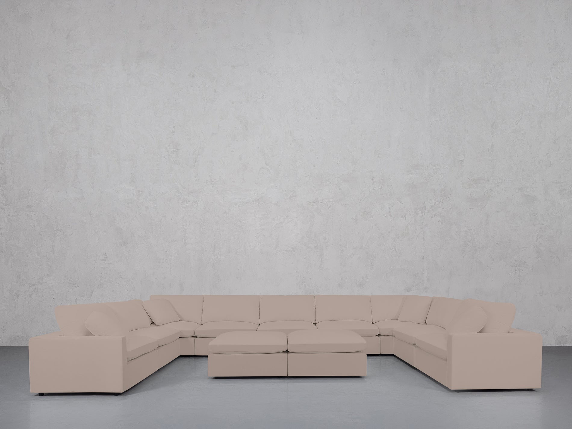 9-Seat Modular U-Sectional with Double Ottoman (Thin Arms)