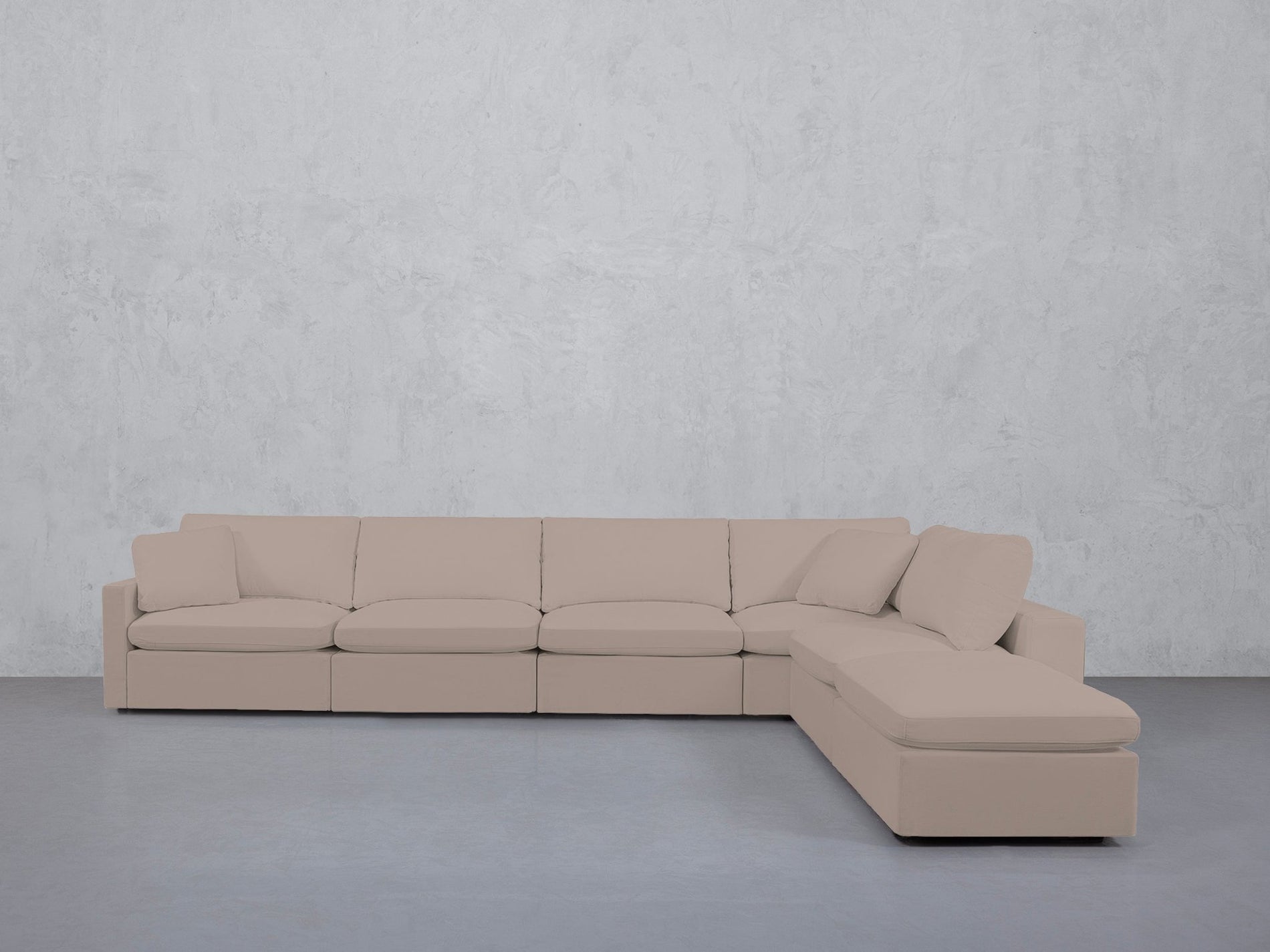 6-Seat Modular Corner Right Lounger Sectional (Thin Arms)