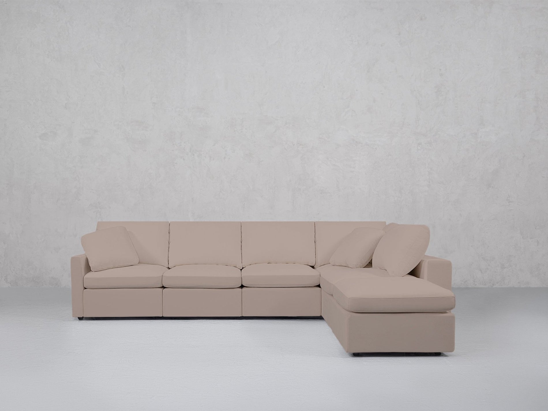 6-Seat Modular Corner Right Lounger Sectional (Thin Arms)