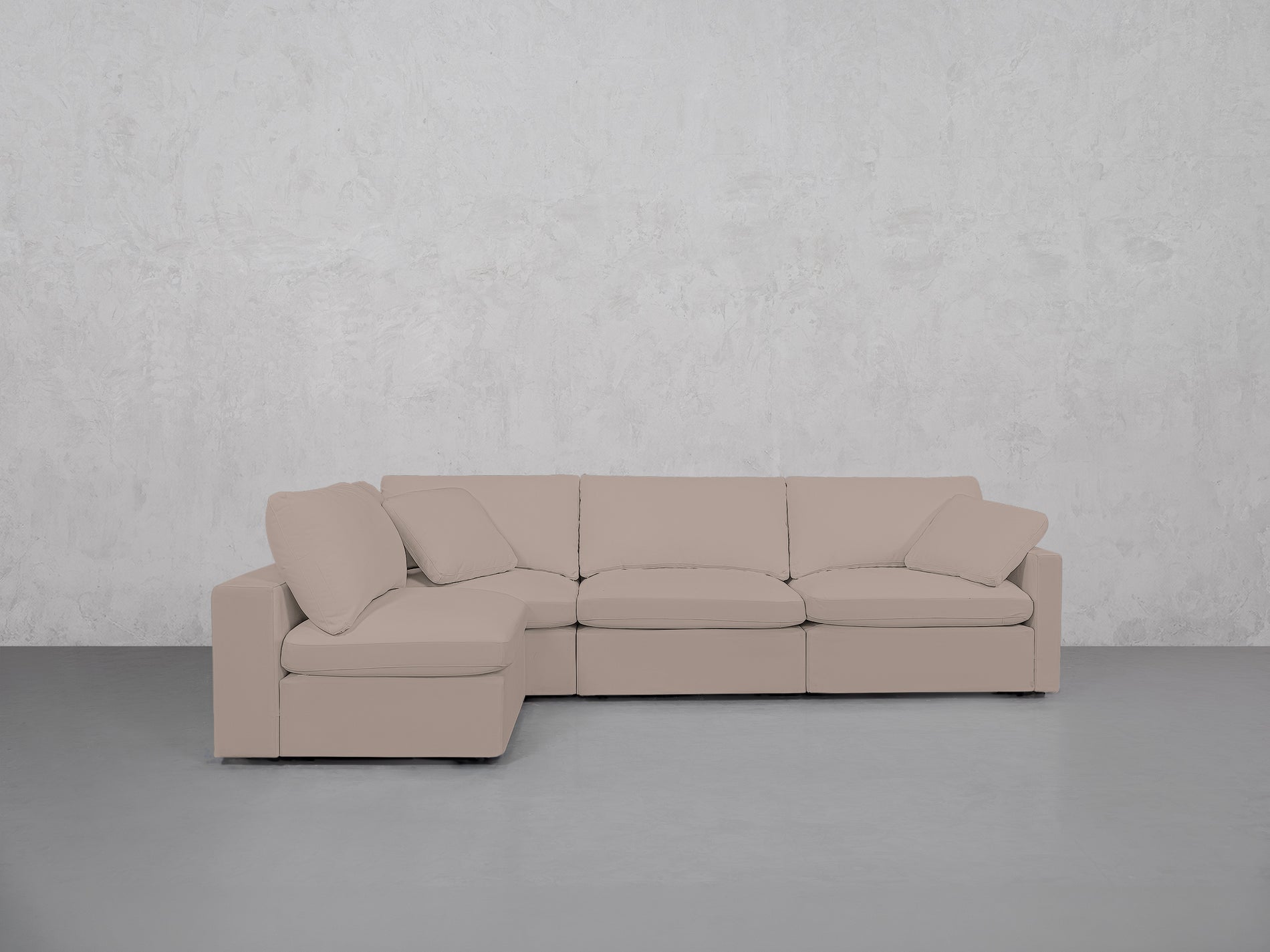 4-Seat Modular Open Corner Sectional (Thin Arms)