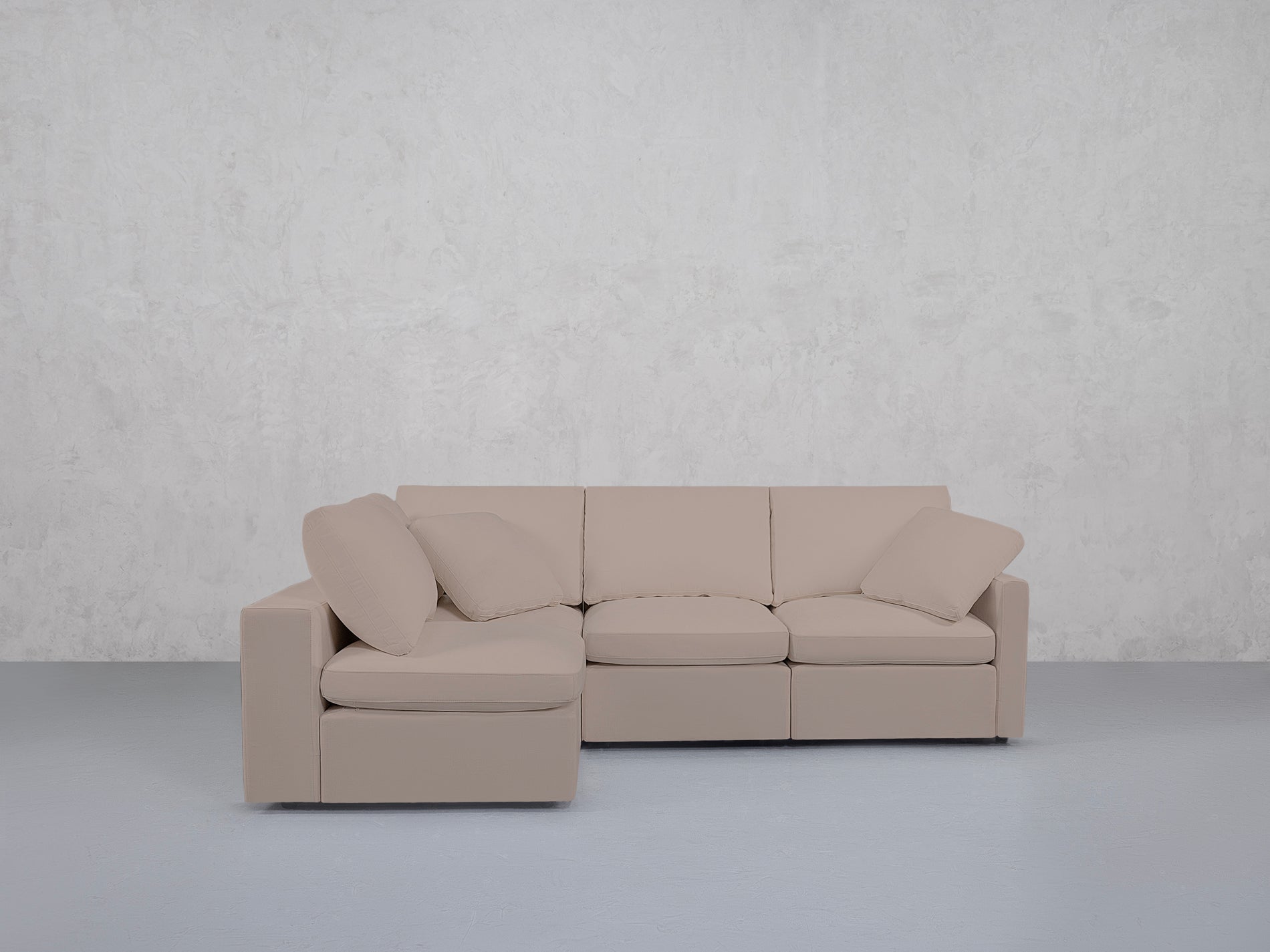 4-Seat Modular Open Corner Sectional (Thin Arms)