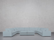 9-Seat Modular U-Sectional with Double Ottoman (Thin Arms)