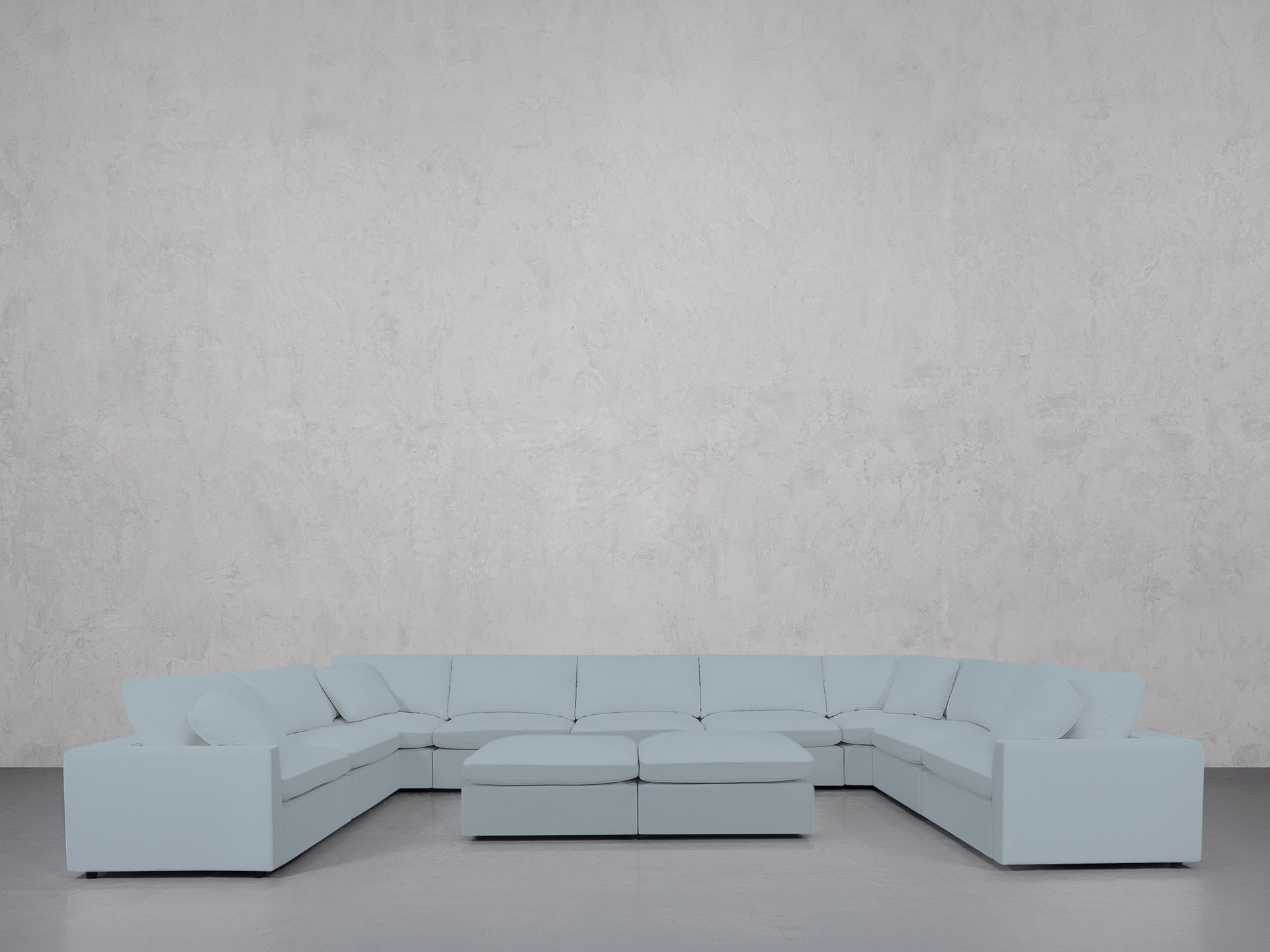 9-Seat Modular U-Sectional with Double Ottoman (Thin Arms)