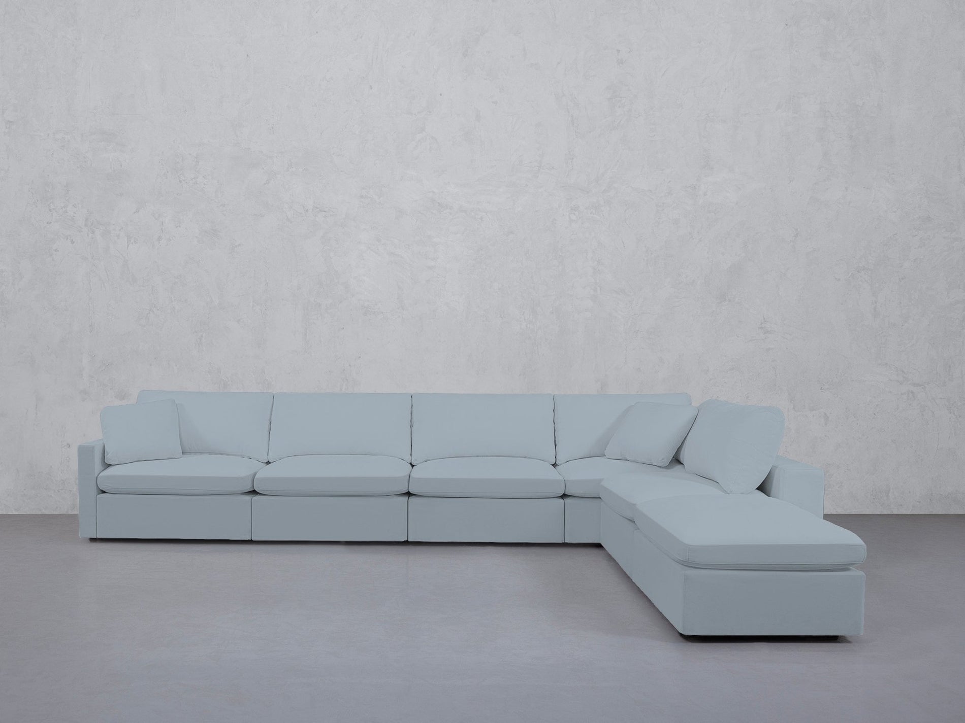 6-Seat Modular Corner Right Lounger Sectional (Thin Arms)