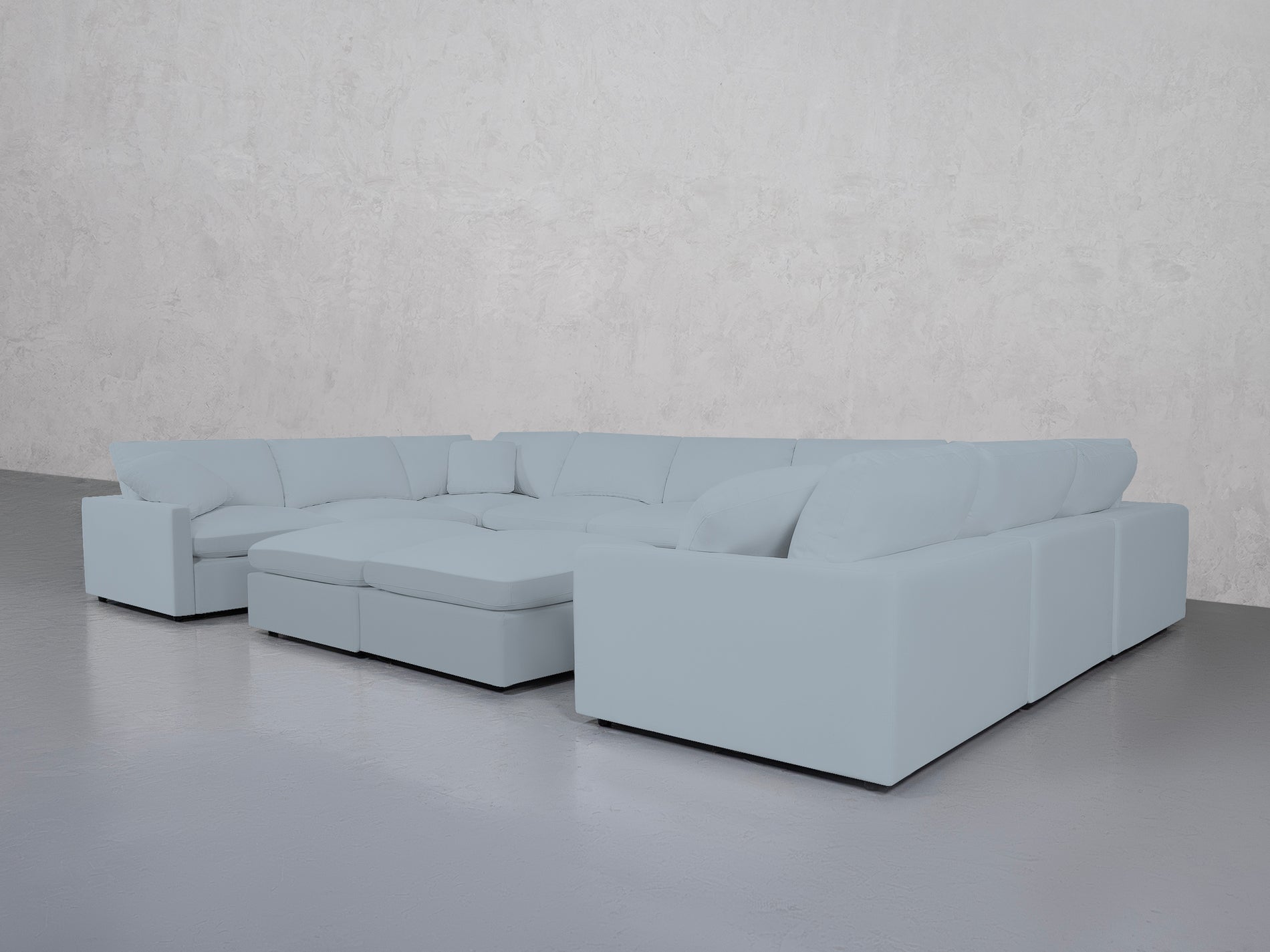 9-Seat Modular U-Sectional with Double Ottoman (Thin Arms)