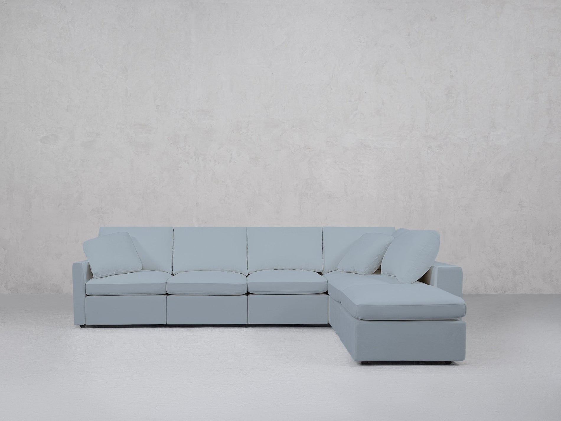 6-Seat Modular Corner Right Lounger Sectional (Thin Arms)