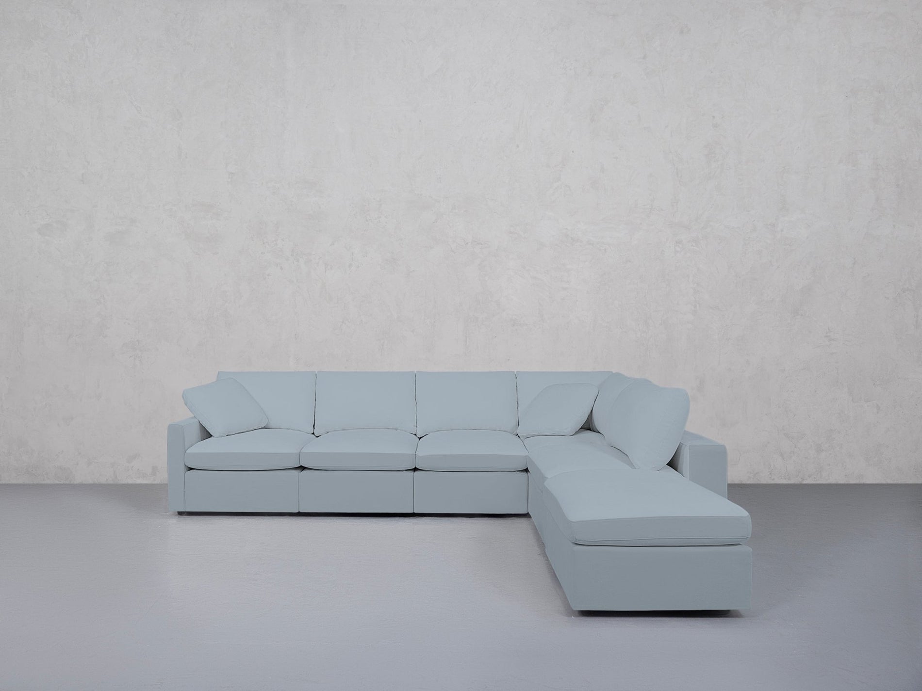 6-Seat Modular Corner Right Lounger Sectional (Thin Arms)