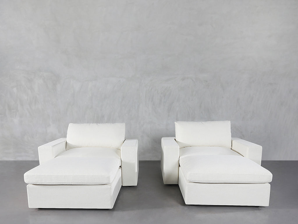 Double Armchairs with Ottomans