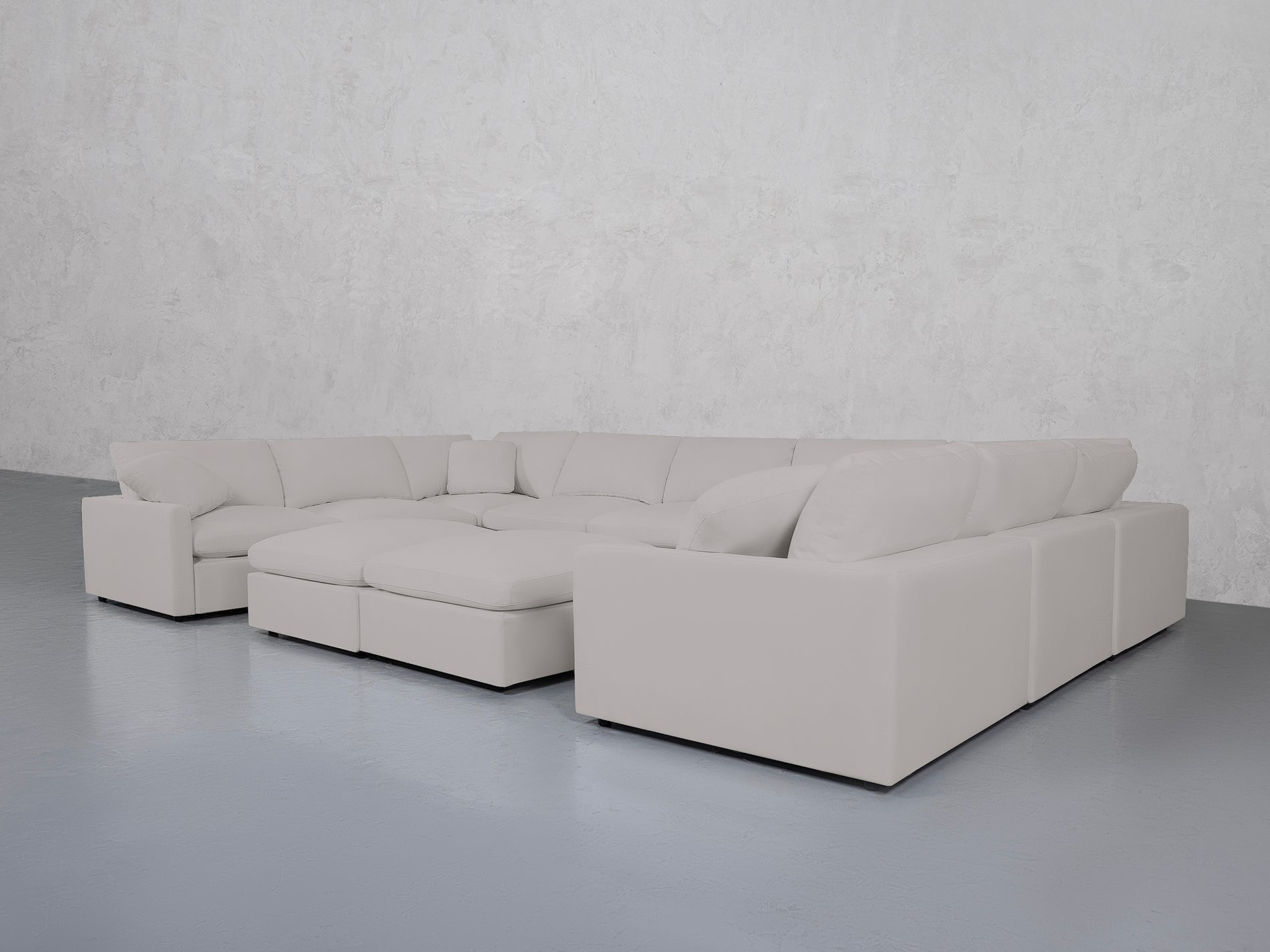 9-Seat Modular U-Sectional with Double Ottoman (Thin Arms)