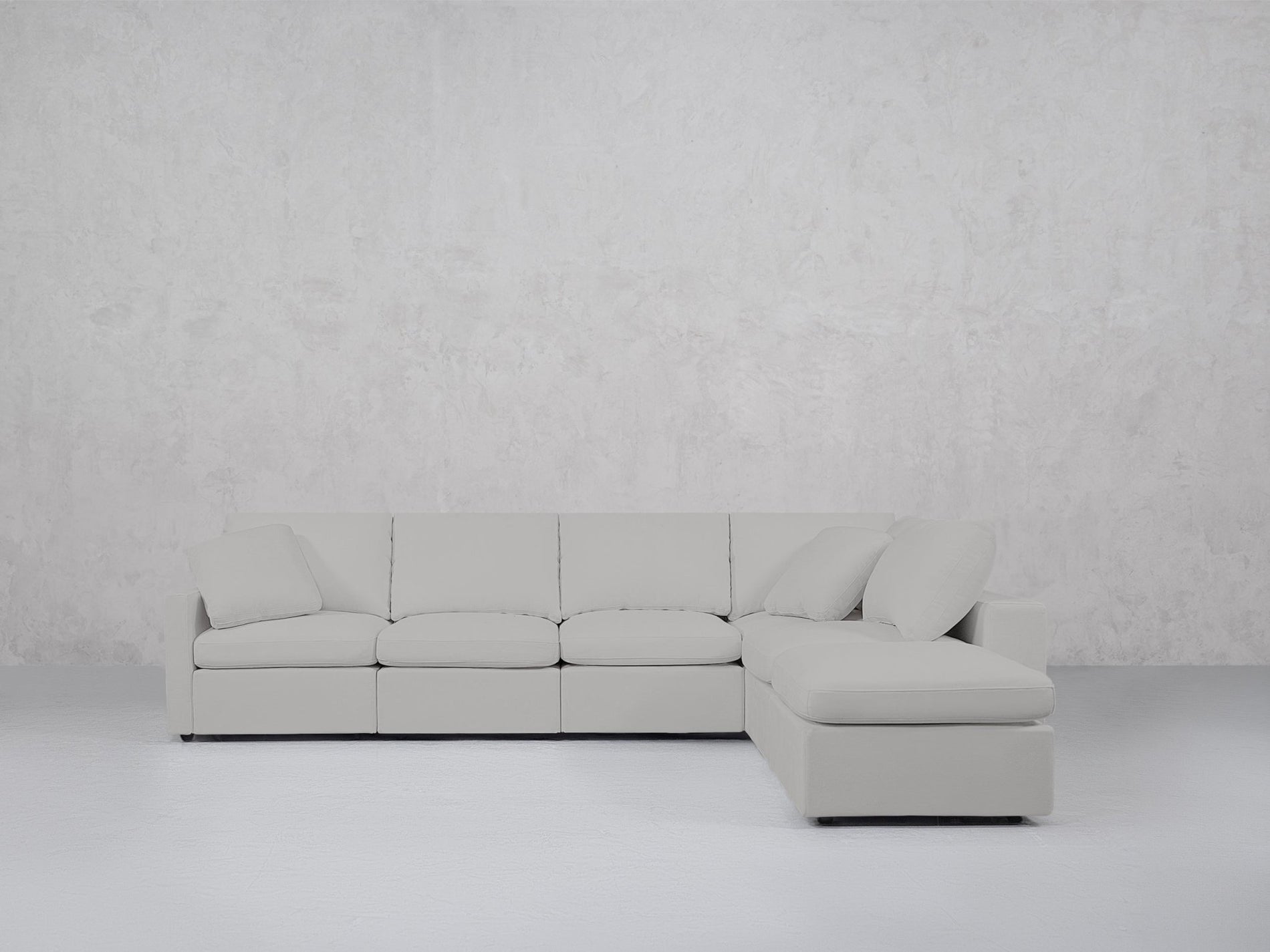 6-Seat Modular Corner Right Lounger Sectional (Thin Arms)