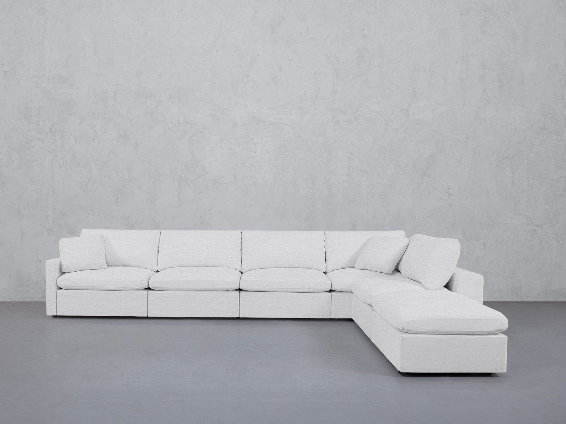 6-Seat Modular Corner Right Lounger Sectional (Thin Arms)