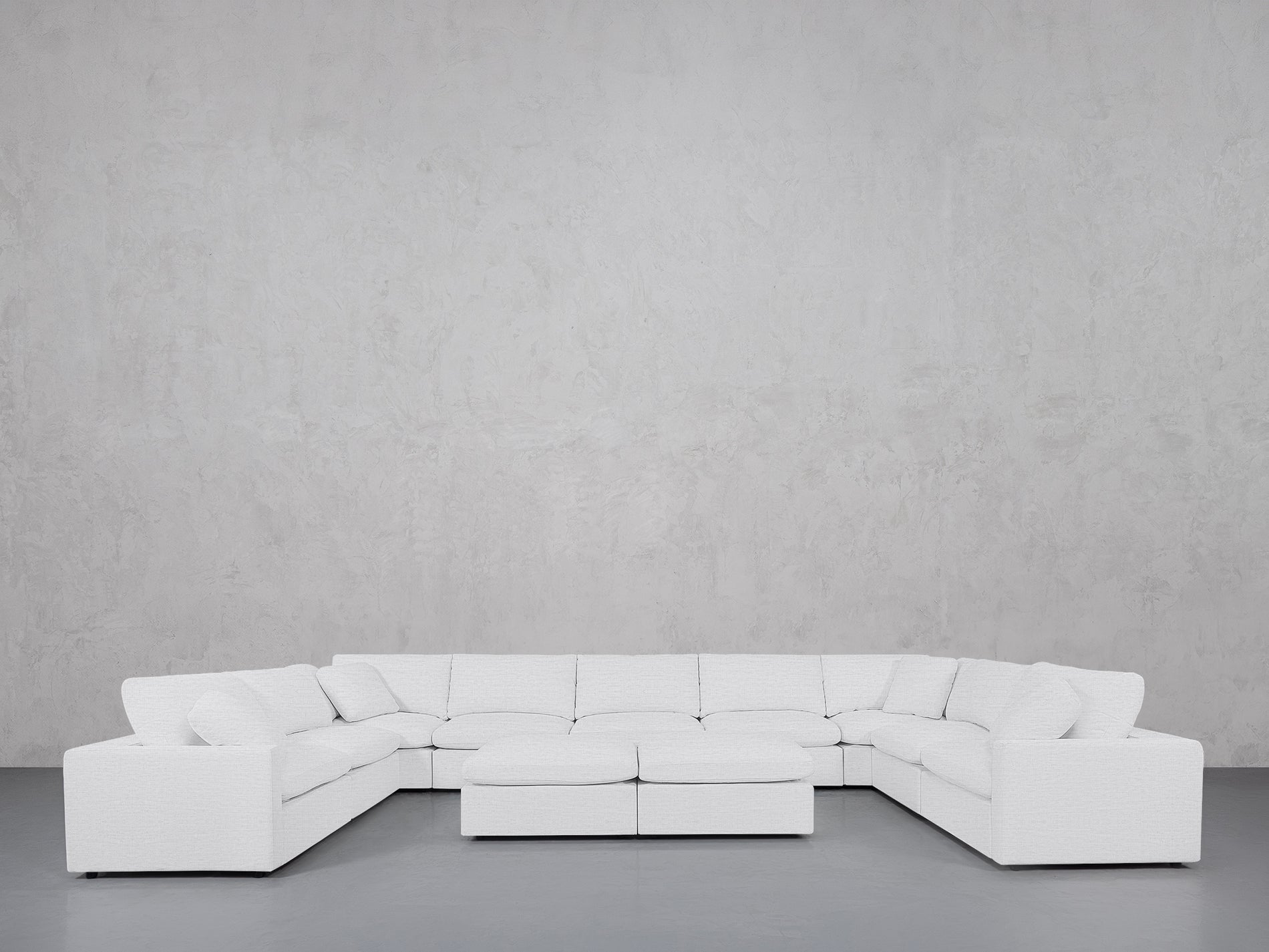 9-Seat Modular U-Sectional with Double Ottoman (Thin Arms)