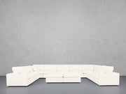 9-Seat Modular U-Sectional with Double Ottoman (Thin Arms)