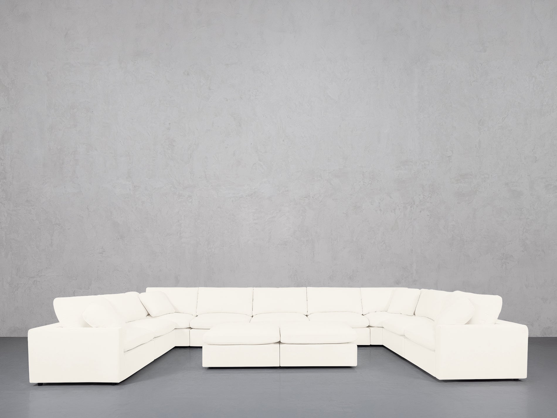 9-Seat Modular U-Sectional with Double Ottoman (Thin Arms)