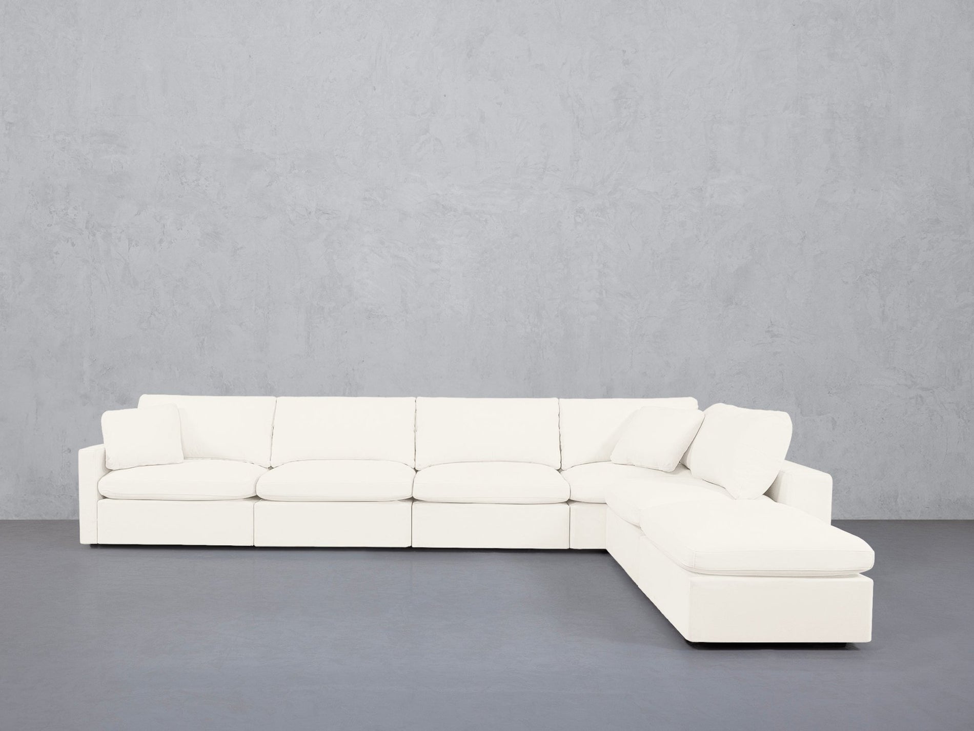 6-Seat Modular Corner Right Lounger Sectional (Thin Arms)