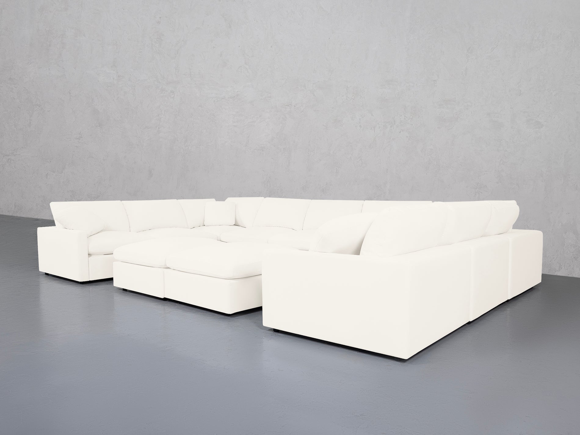 9-Seat Modular U-Sectional with Double Ottoman (Thin Arms)