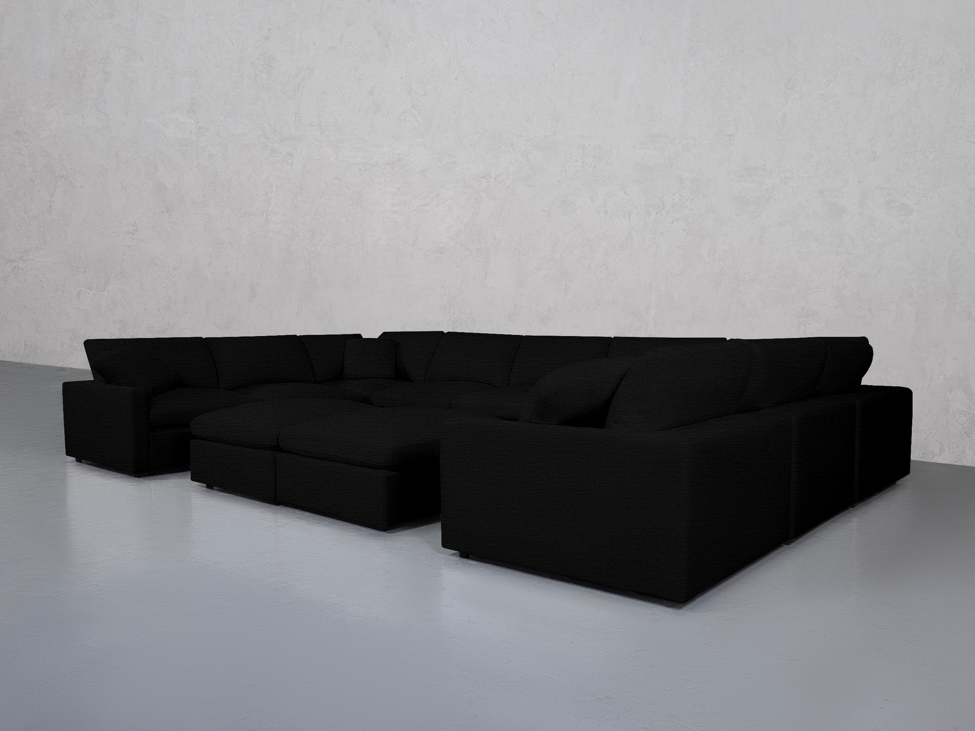 9-Seat Modular U-Sectional with Double Ottoman (Thin Arms)