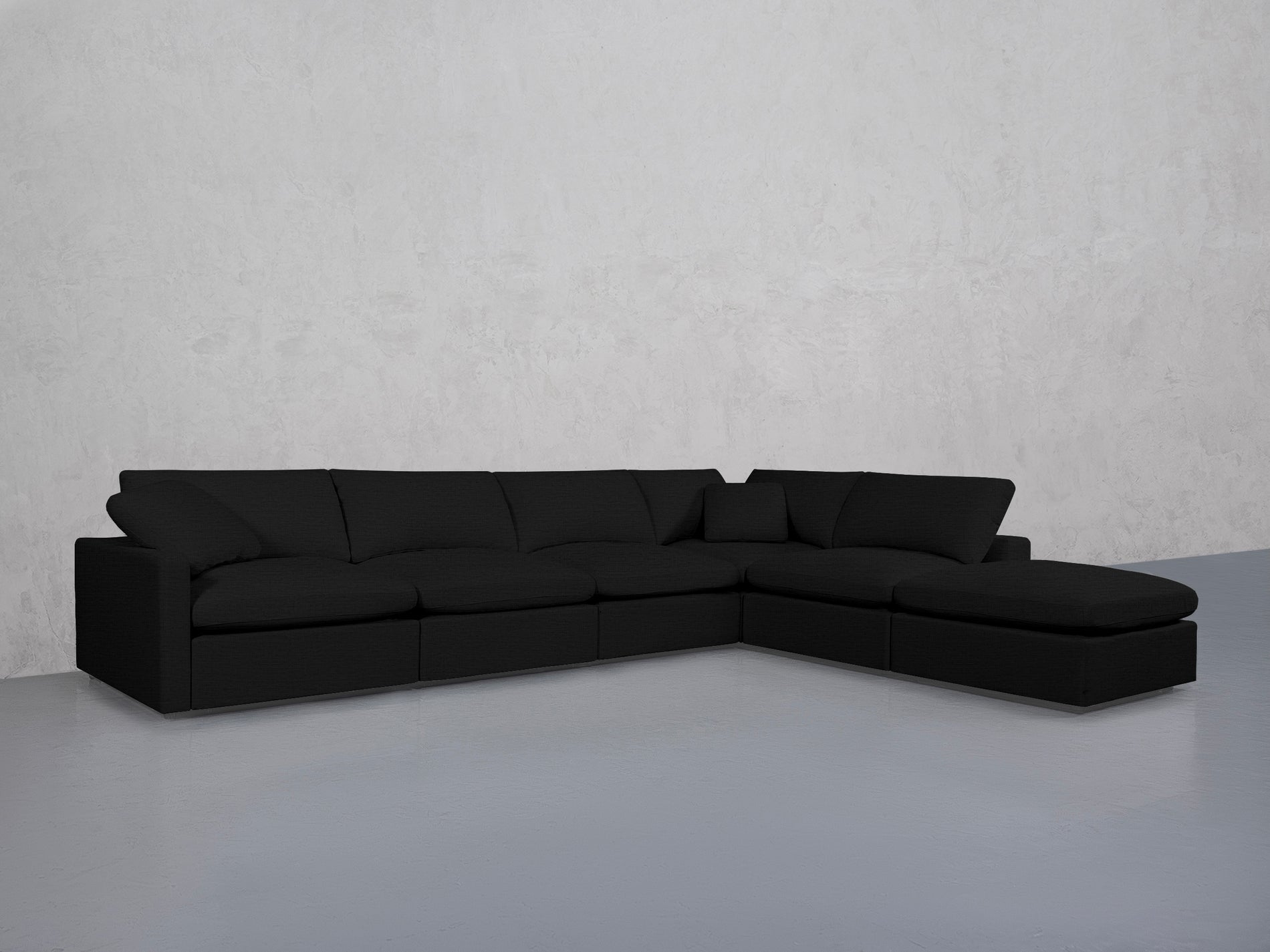 6-Seat Modular Corner Right Lounger Sectional (Thin Arms)