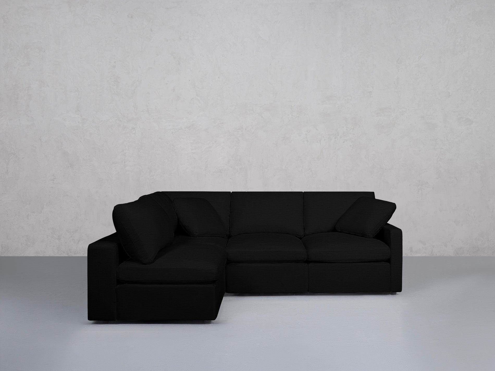 4-Seat Modular Open Corner Sectional (Thin Arms)