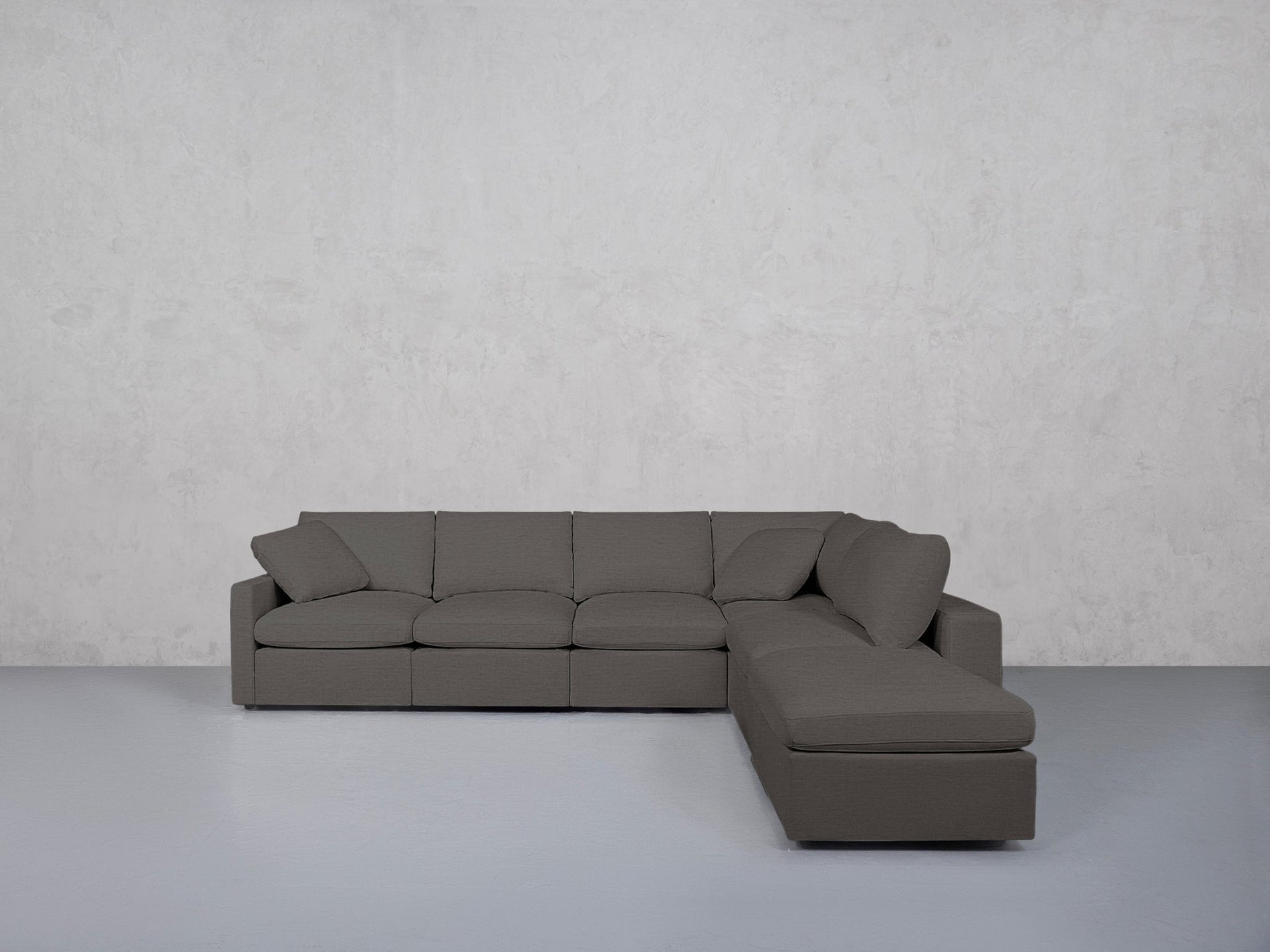 6-Seat Modular Corner Right Lounger Sectional (Thin Arms)