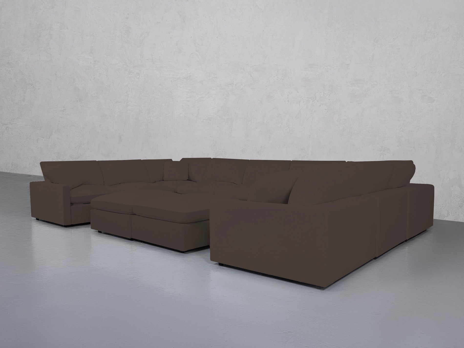9-Seat Modular U-Sectional with Double Ottoman (Thin Arms)