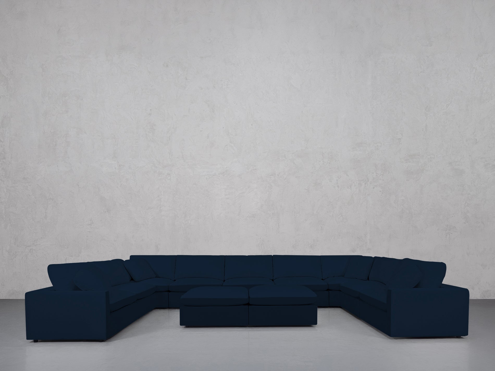 9-Seat Modular U-Sectional with Double Ottoman (Thin Arms)