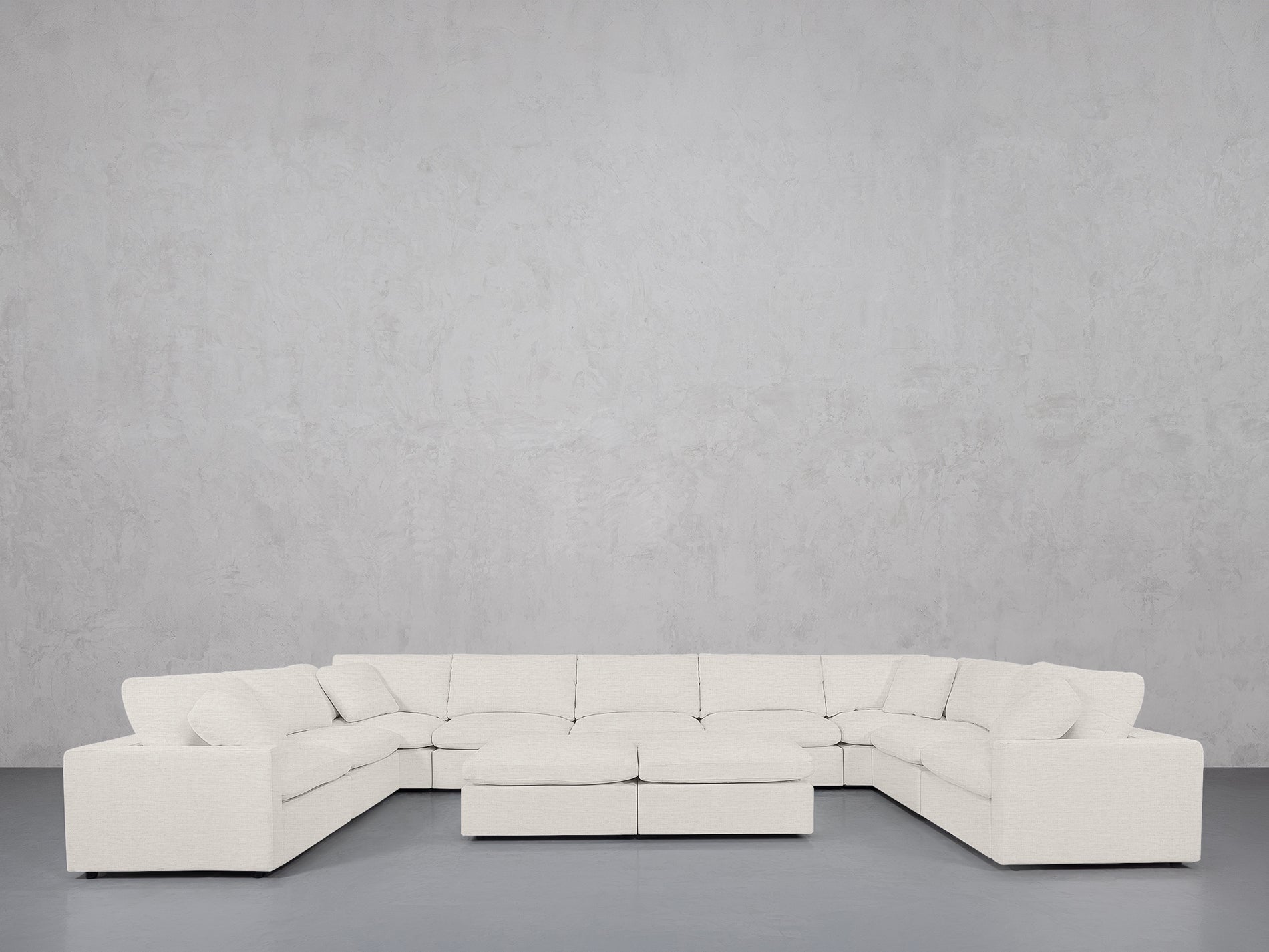 9-Seat Modular U-Sectional with Double Ottoman (Thin Arms)