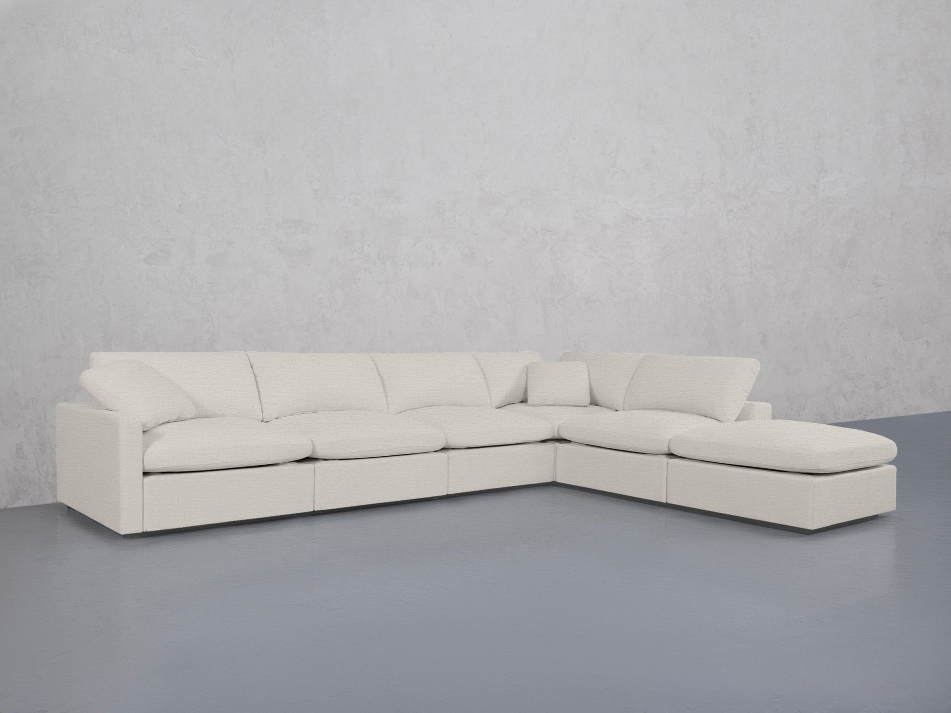 6-Seat Modular Corner Right Lounger Sectional (Thin Arms)