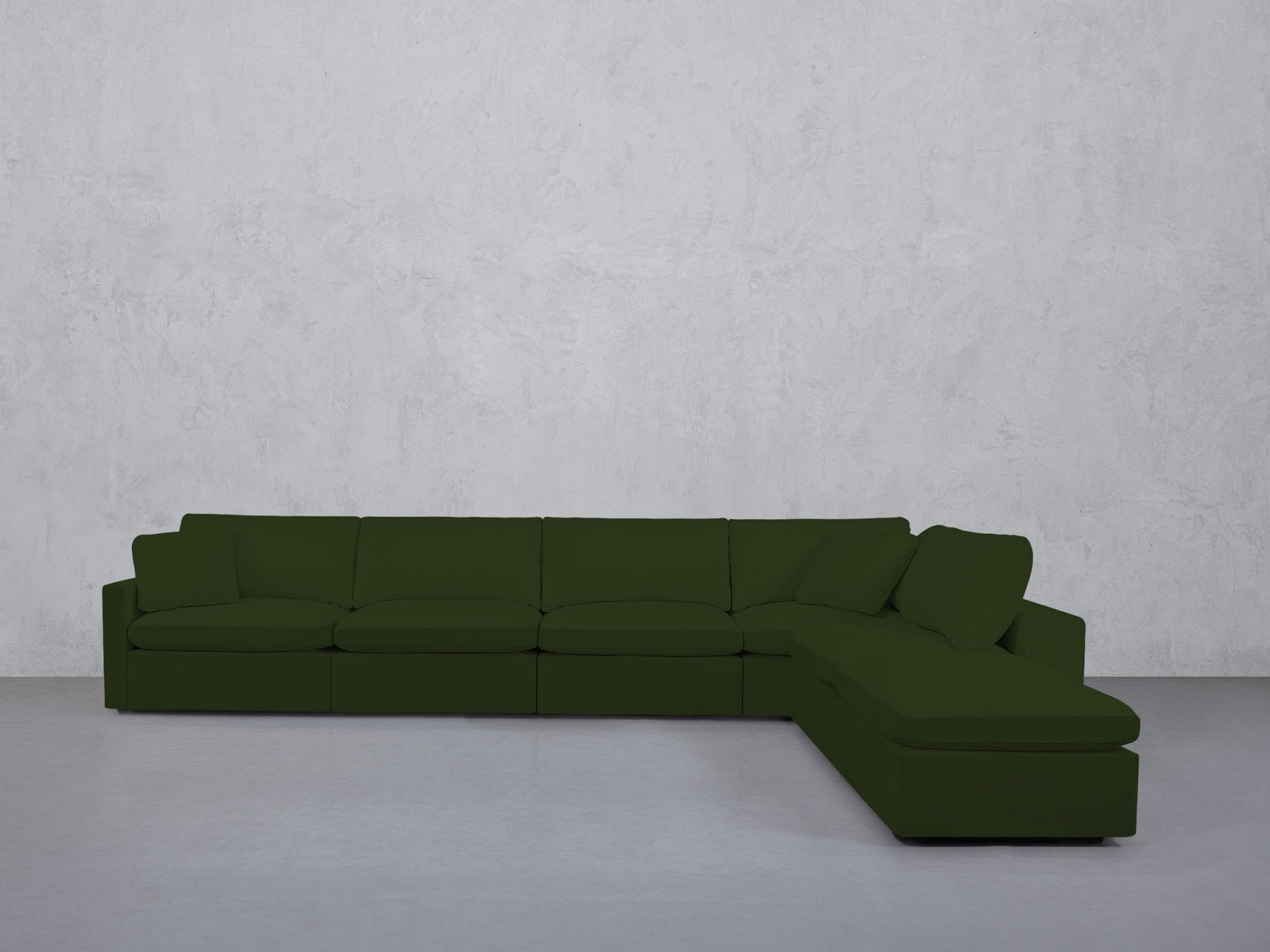 6-Seat Modular Corner Right Lounger Sectional (Thin Arms)