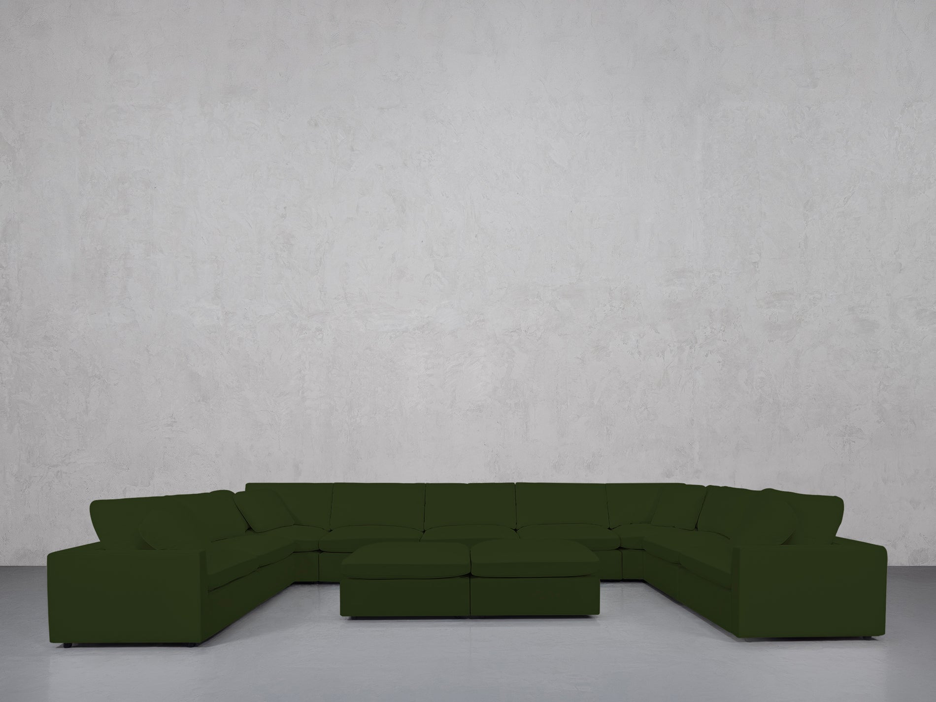 9-Seat Modular U-Sectional with Double Ottoman (Thin Arms)