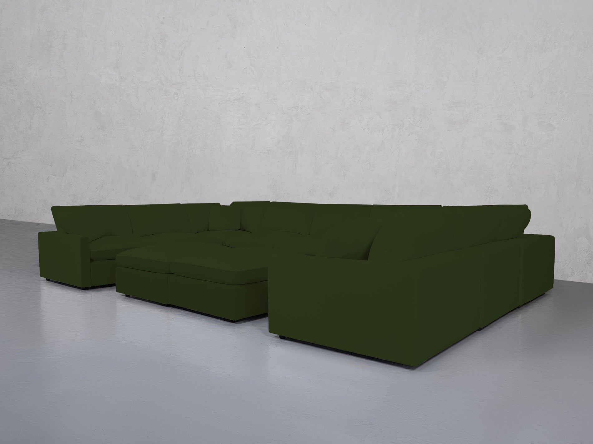 9-Seat Modular U-Sectional with Double Ottoman (Thin Arms)