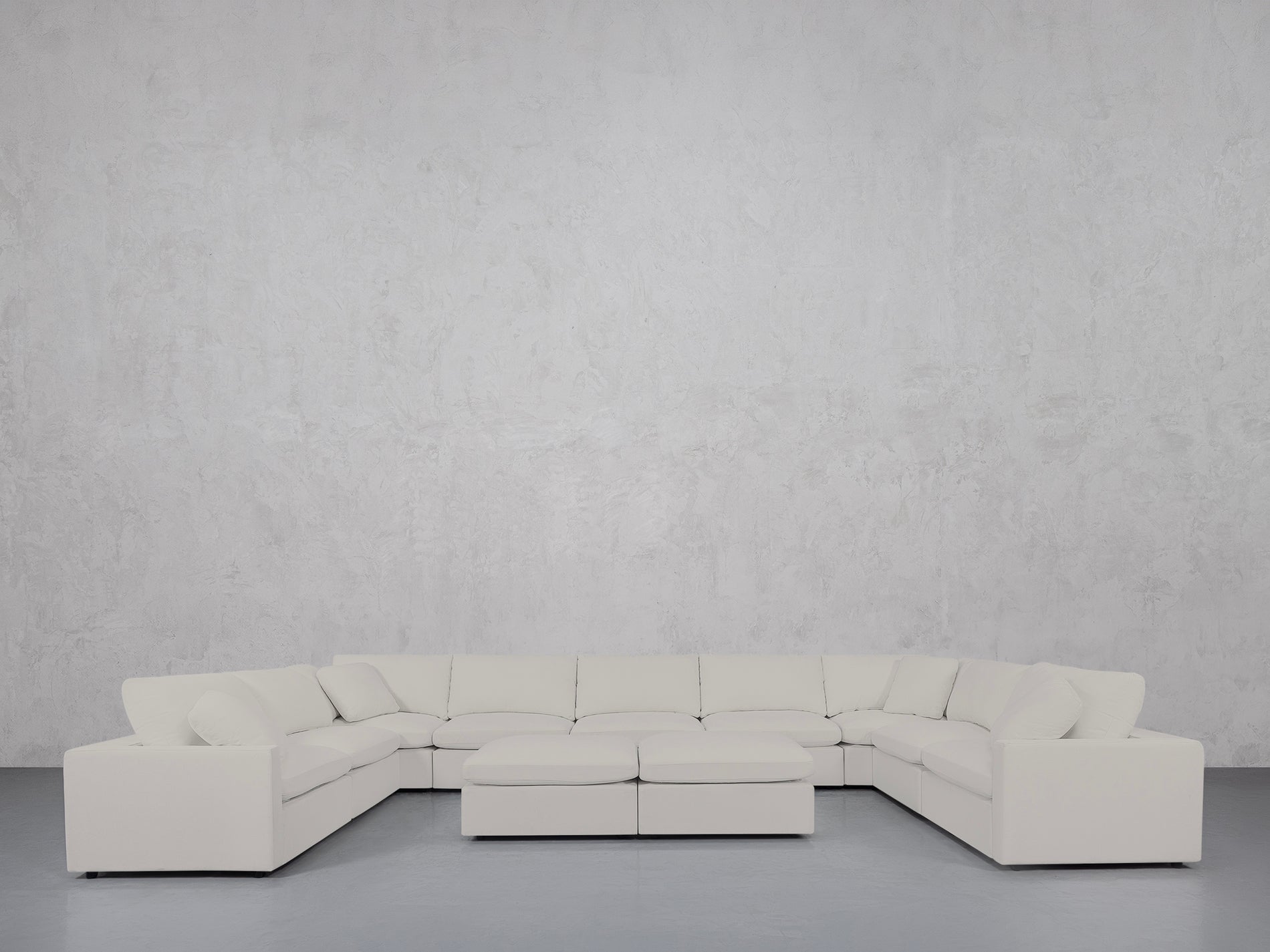 9-Seat Modular U-Sectional with Double Ottoman (Thin Arms)