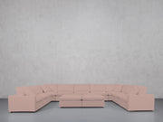 9-Seat Modular U-Sectional with Double Ottoman (Thin Arms)