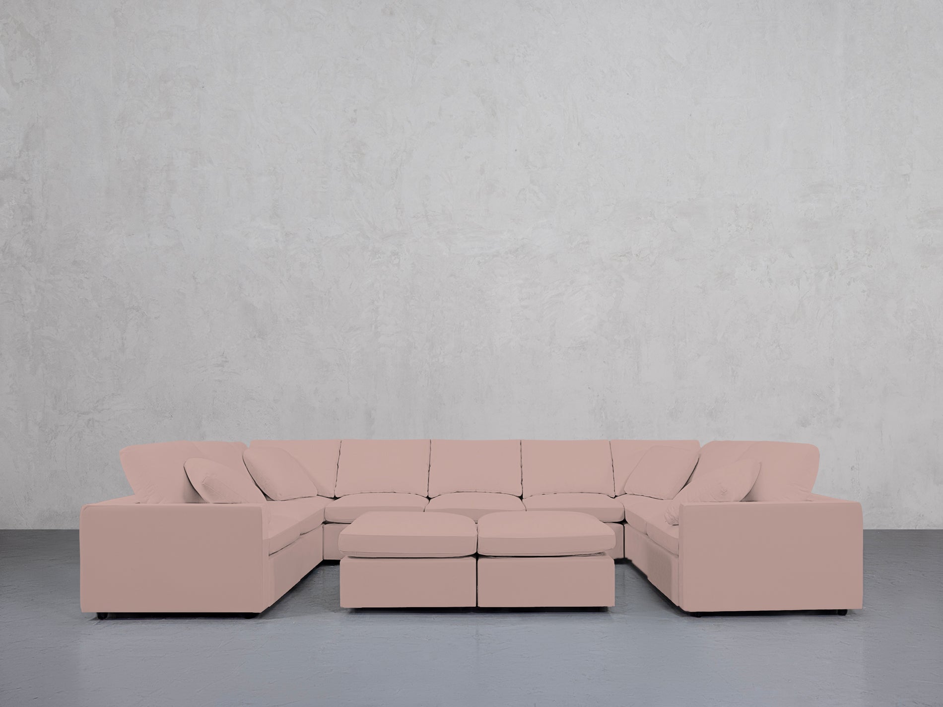 9-Seat Modular U-Sectional with Double Ottoman (Thin Arms)