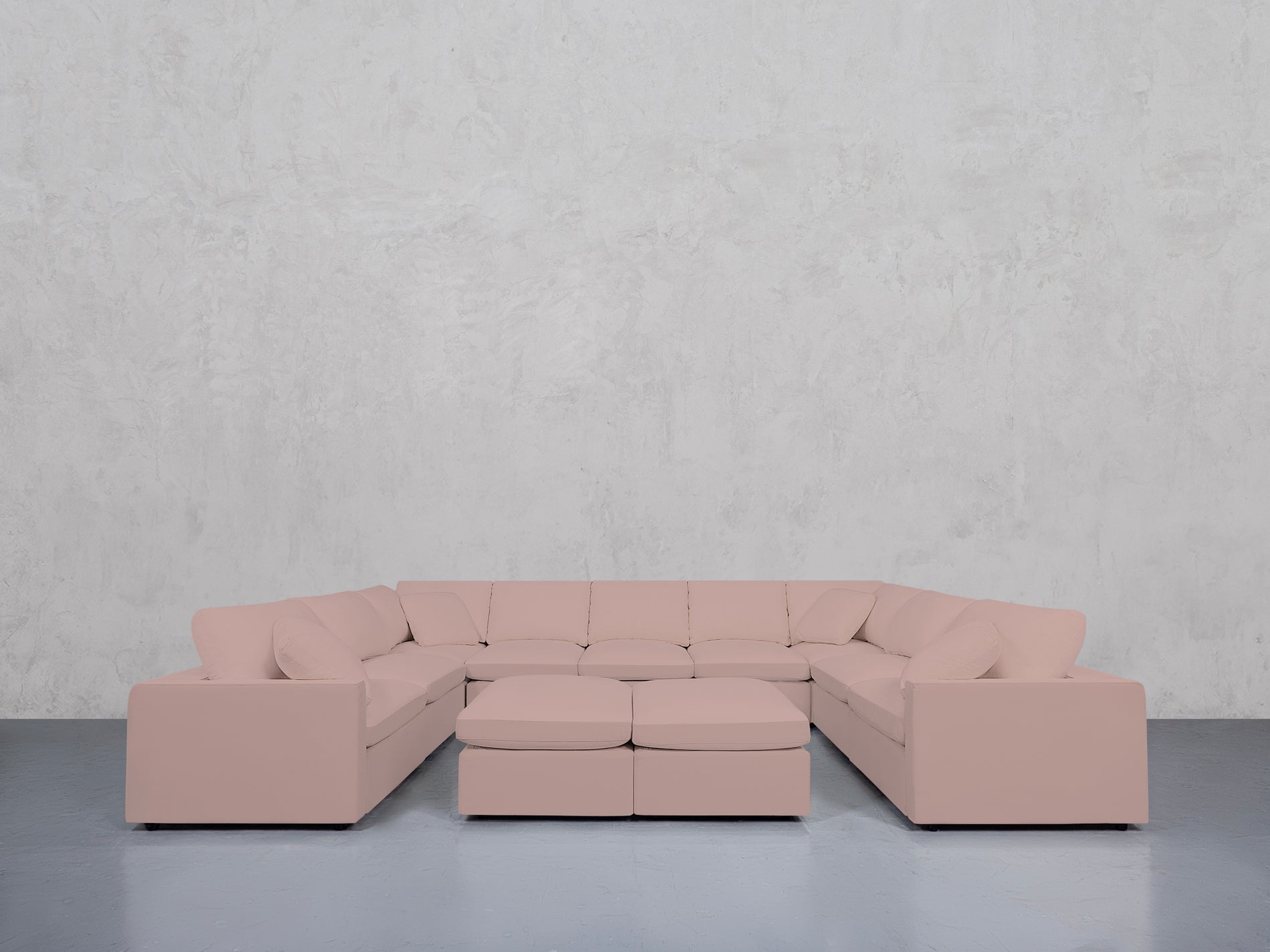 9-Seat Modular U-Sectional with Double Ottoman (Thin Arms)