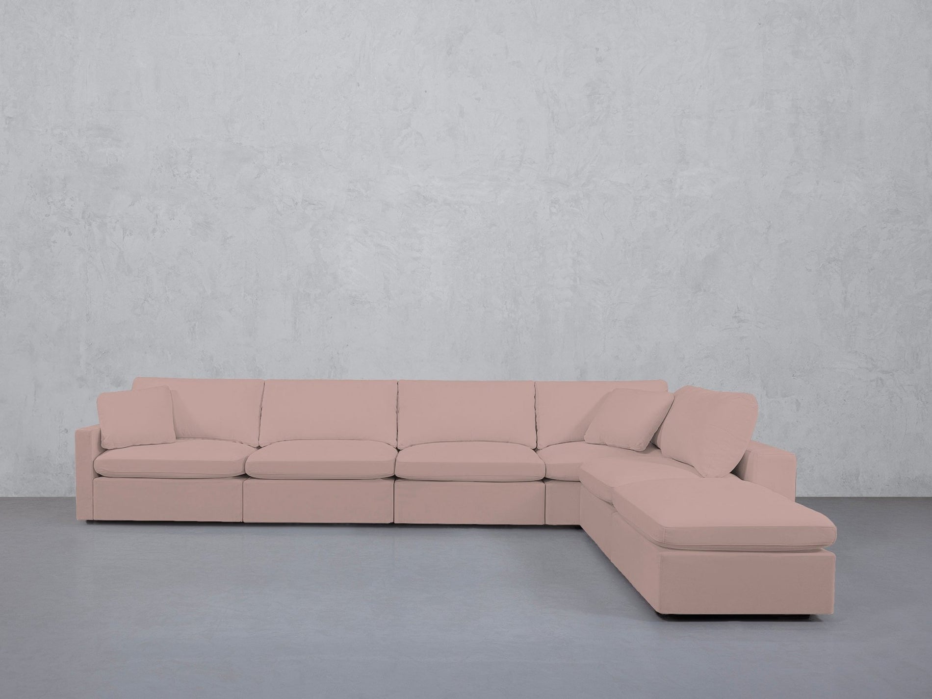 6-Seat Modular Corner Right Lounger Sectional (Thin Arms)