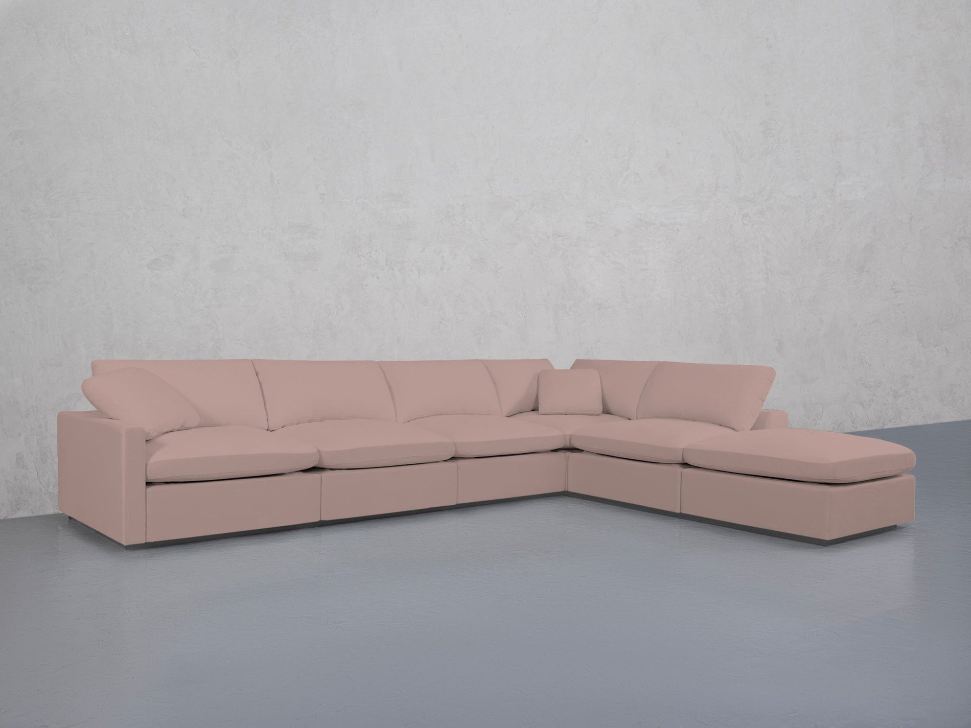 6-Seat Modular Corner Right Lounger Sectional (Thin Arms)