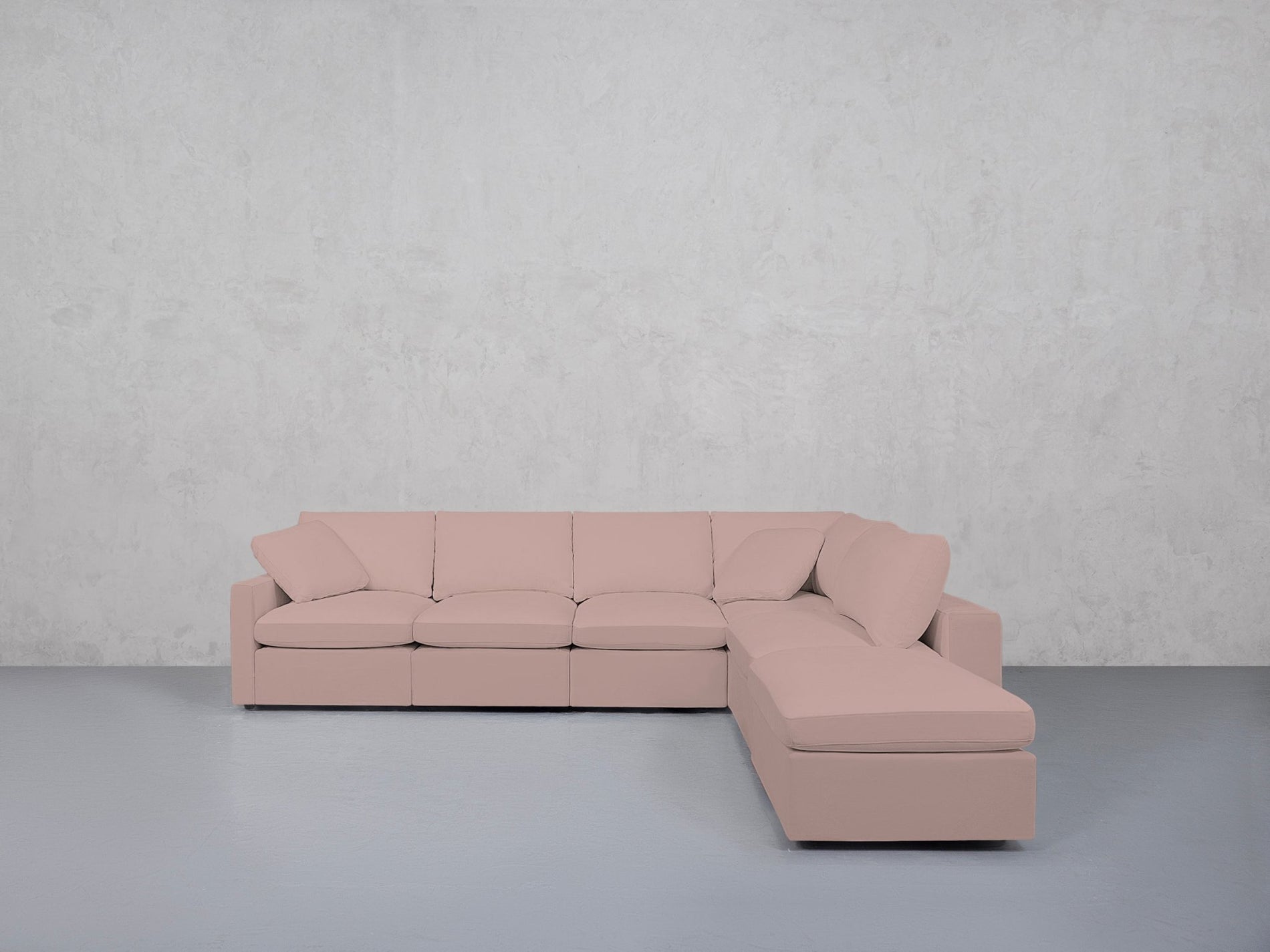 6-Seat Modular Corner Right Lounger Sectional (Thin Arms)