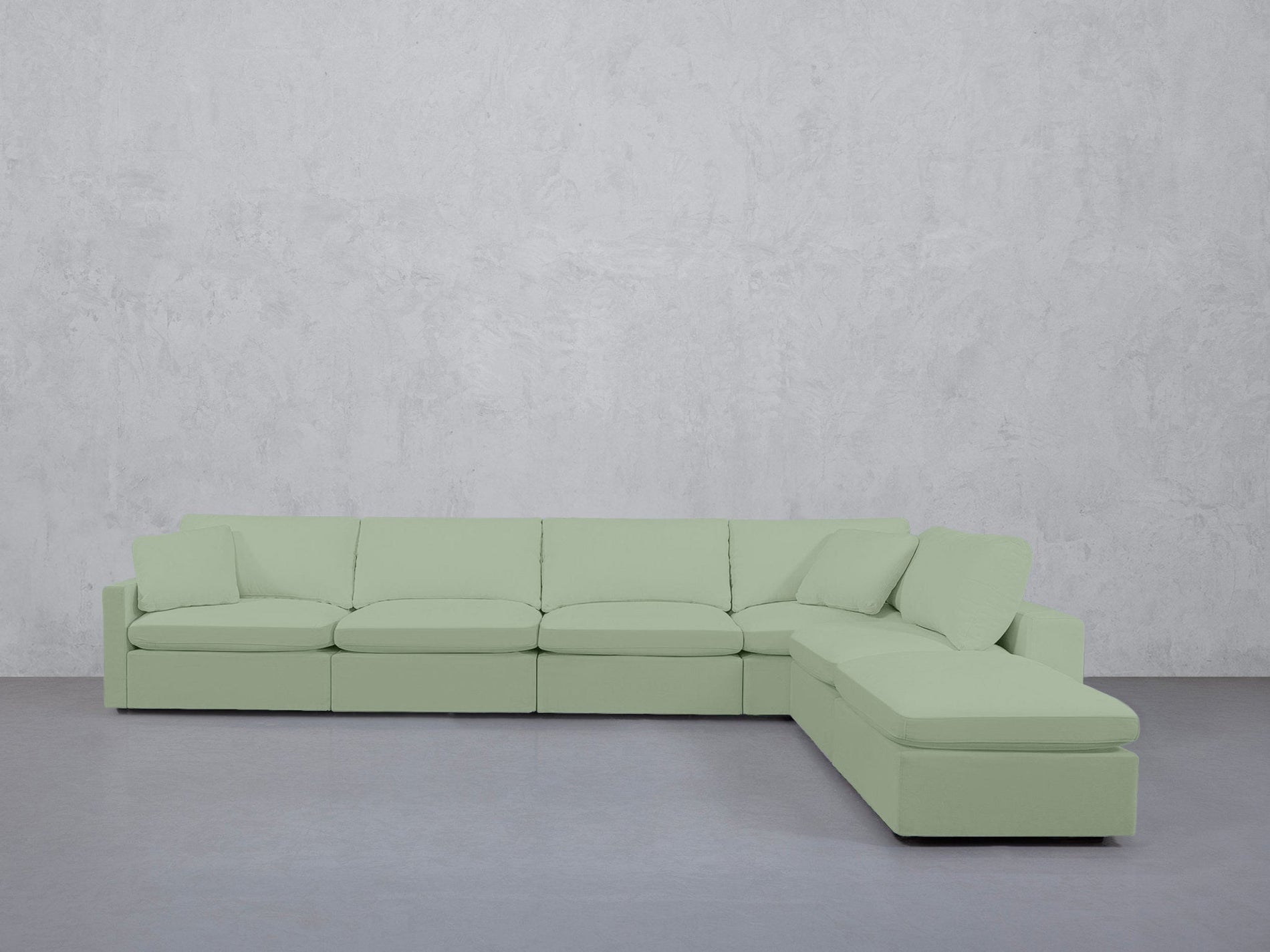 6-Seat Modular Corner Right Lounger Sectional (Thin Arms)