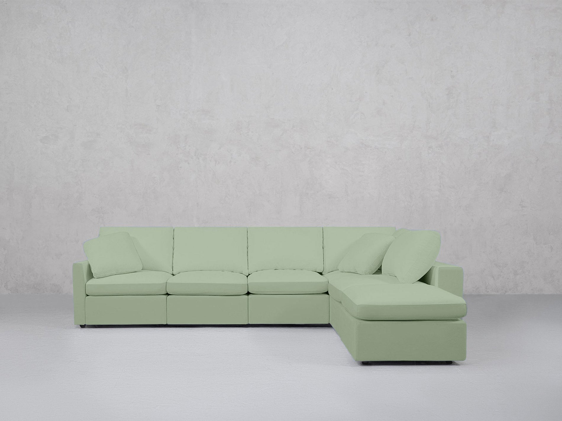 6-Seat Modular Corner Right Lounger Sectional (Thin Arms)
