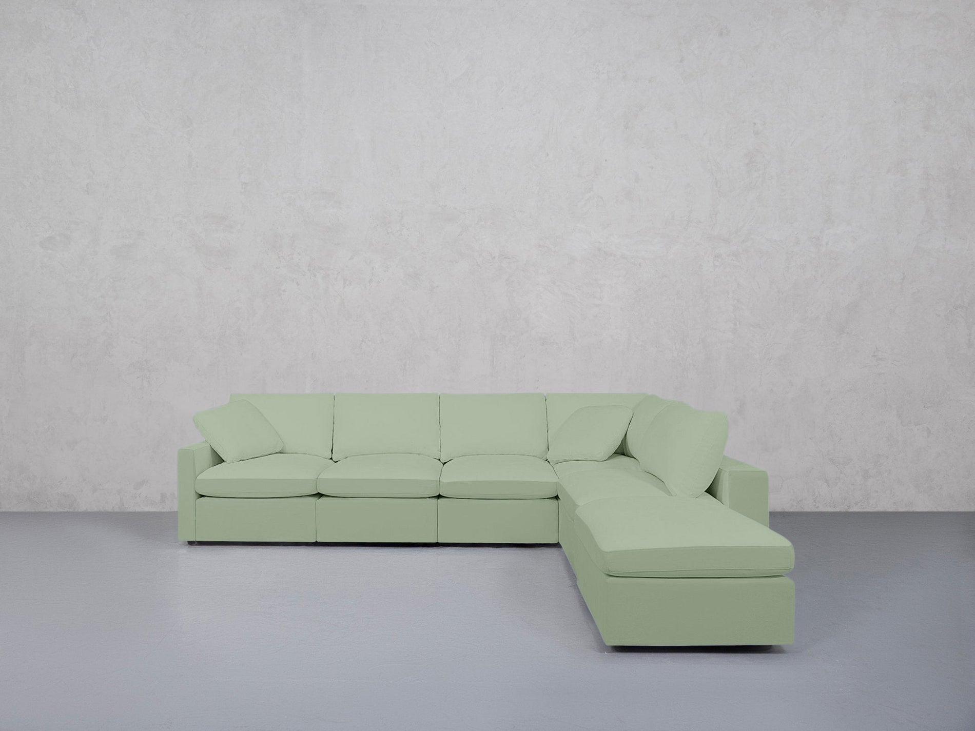 6-Seat Modular Corner Right Lounger Sectional (Thin Arms)