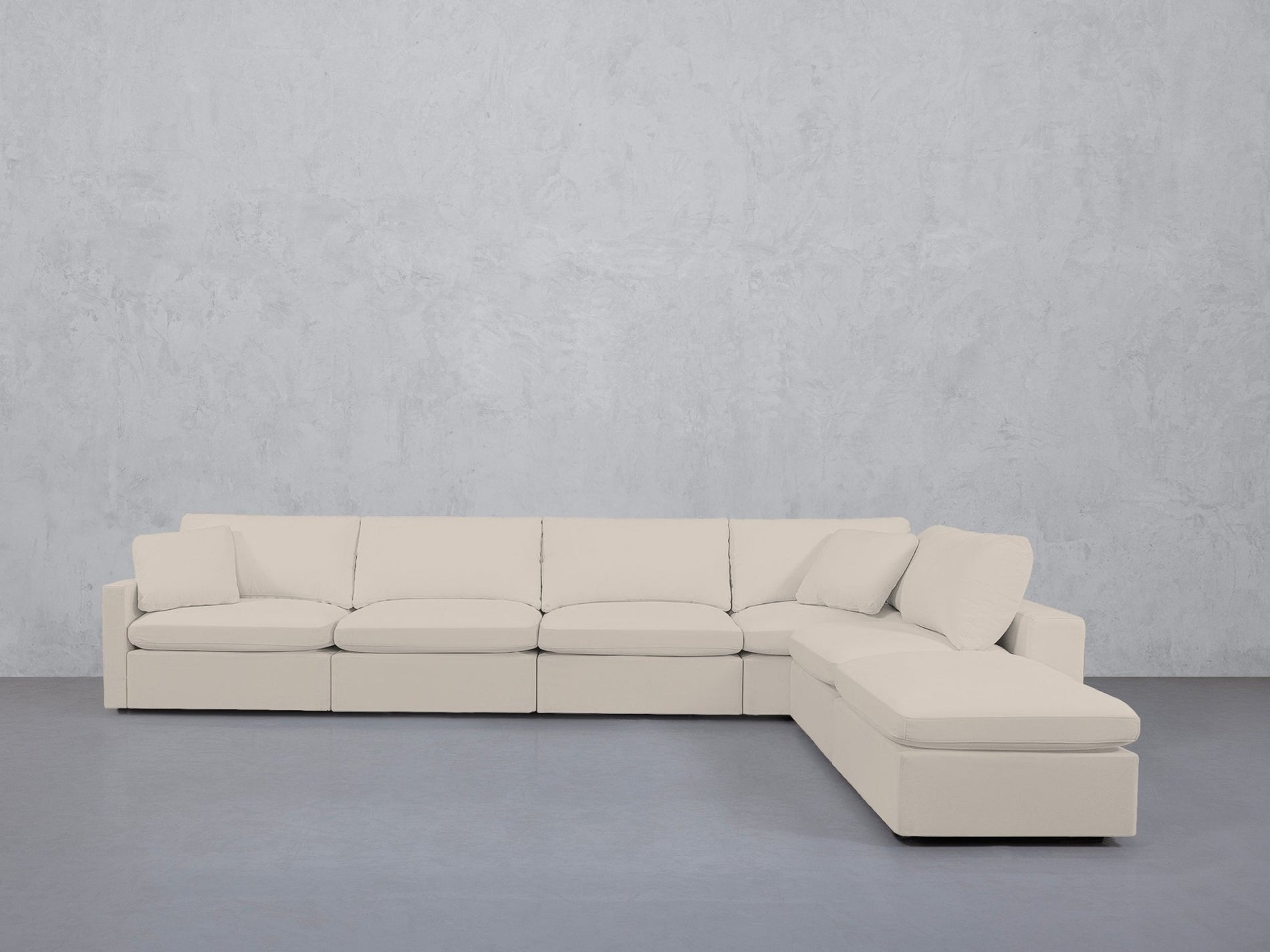 6-Seat Modular Corner Right Lounger Sectional (Thin Arms)