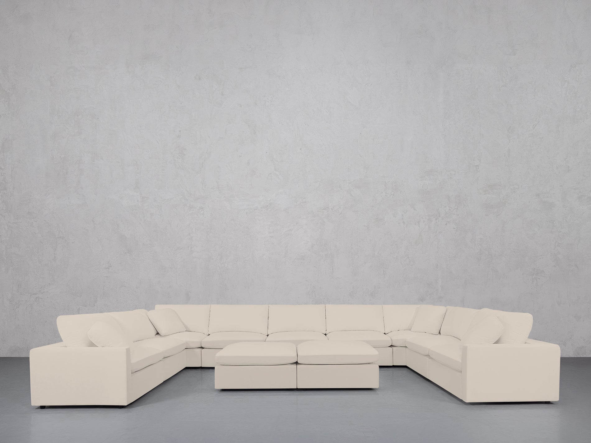 9-Seat Modular U-Sectional with Double Ottoman (Thin Arms)