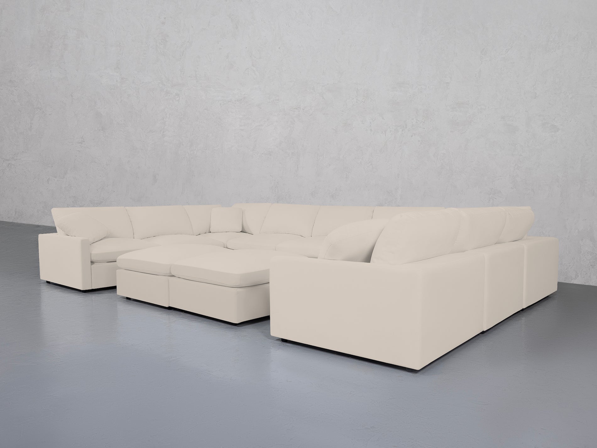 9-Seat Modular U-Sectional with Double Ottoman (Thin Arms)