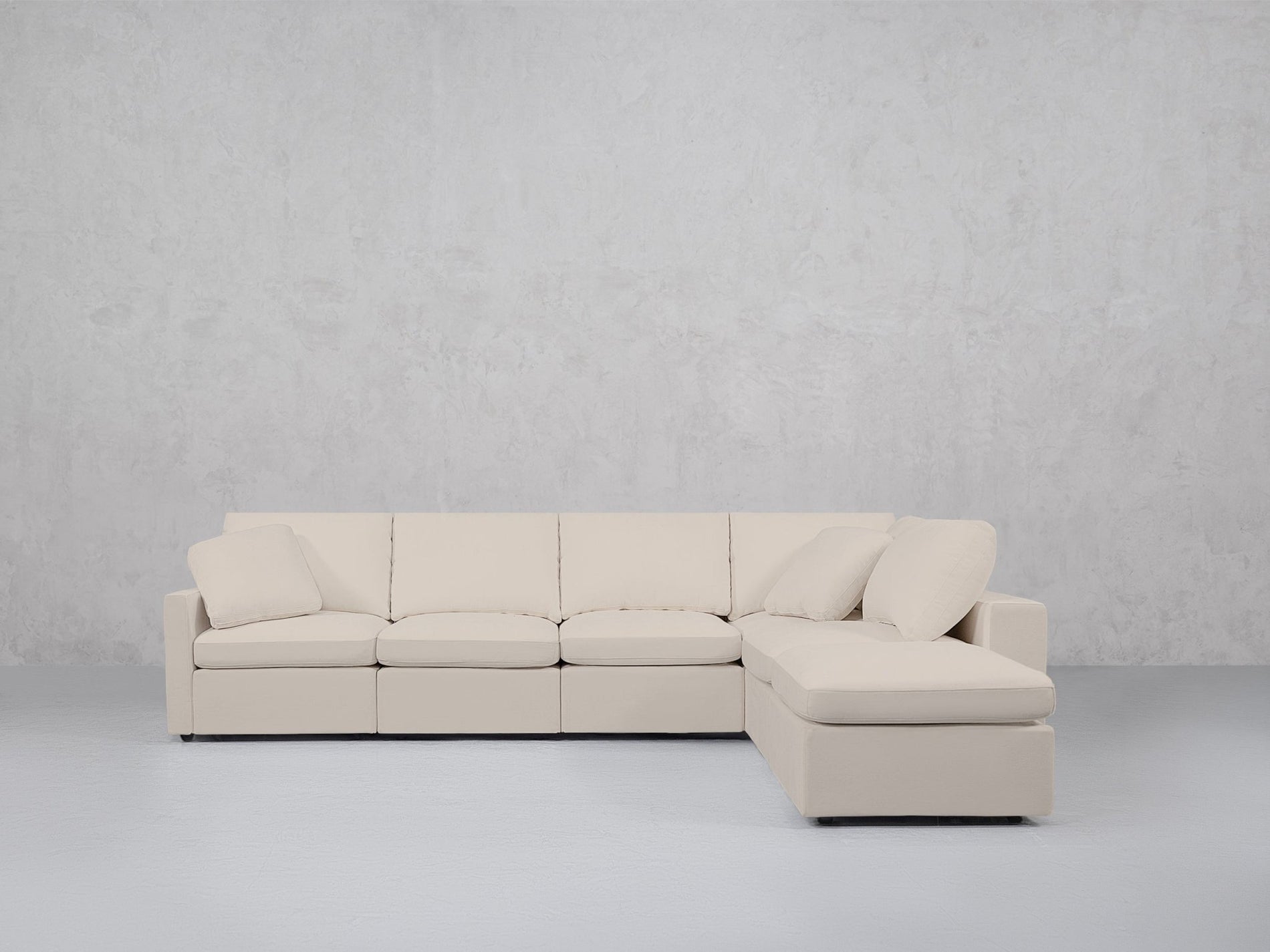 6-Seat Modular Corner Right Lounger Sectional (Thin Arms)