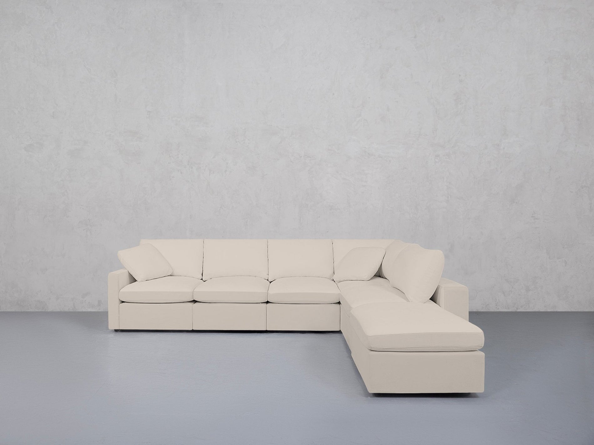 6-Seat Modular Corner Right Lounger Sectional (Thin Arms)